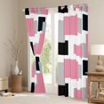 thumbnail image 3 of Manfei Modern Geometric Block Kitchen Curtains, Abstract Square Art Black Out Curtains Pack of 2 (42x63 Each), Pink Black Gray, 3 of 6