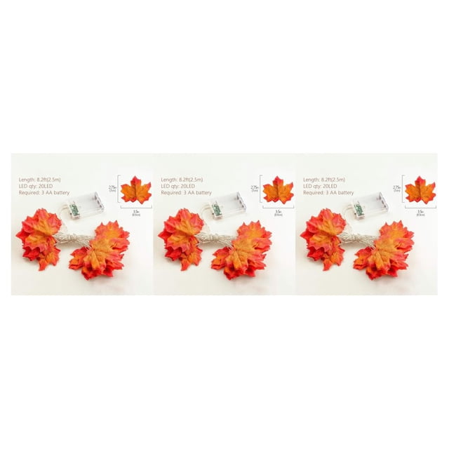 stanreset Waterproof 2 Modes Maple Leaf LED Backyard Strip Lamp Garland Party Christmas Thanks-giving Decoration 2 Meters 3Set