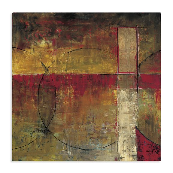 Stupell Industries Modern Warm Tone Abstract Shape Composition Red Brown Canvas Art, 17 x 17, by Mike Klung