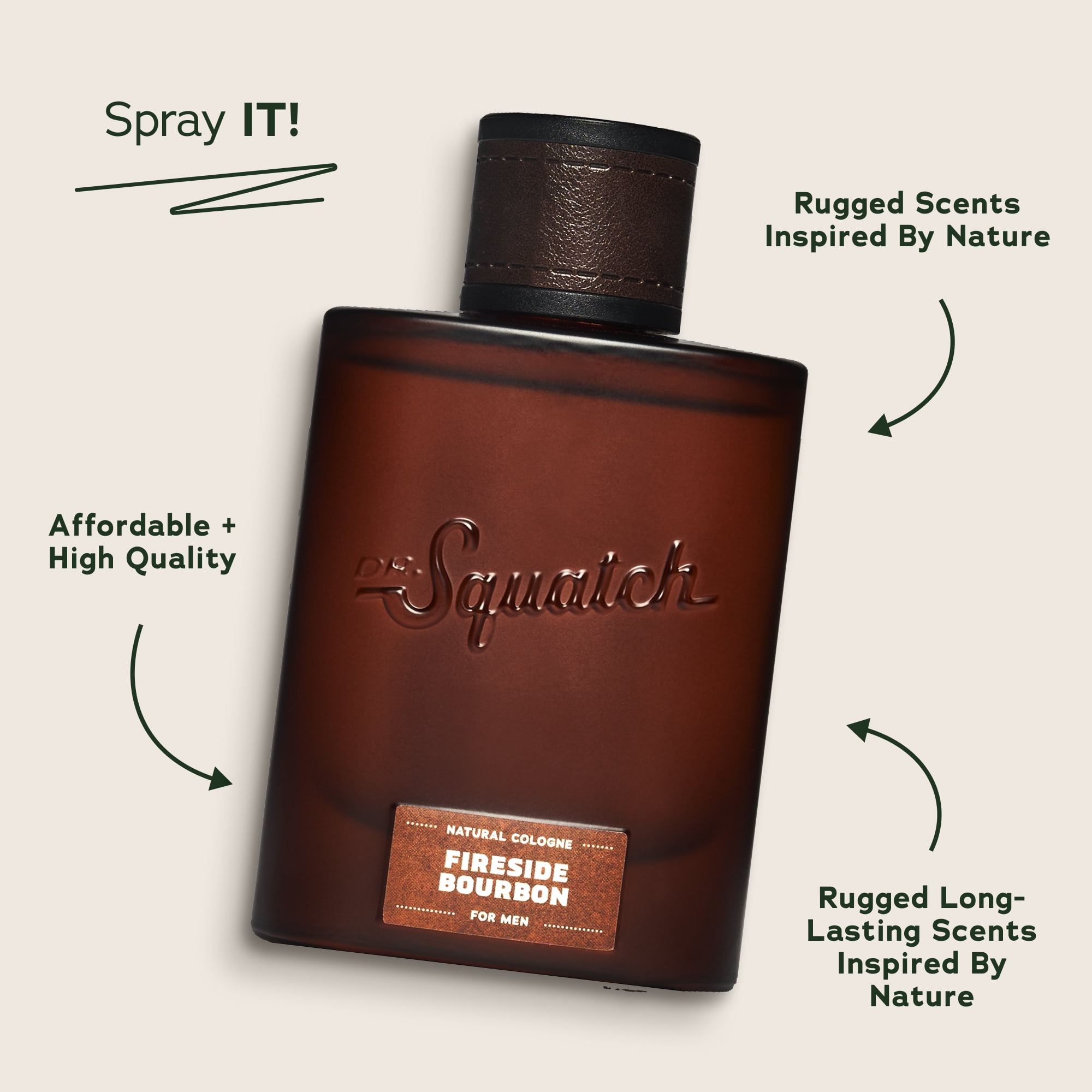 Dr. Squatch Fireside Bourbon Cologne, Woodsy Long-Lasting Scent