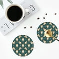 thumbnail image 4 of Honeii Cute Shiba print Leather Coaster Set of 4, ideal for safeguarding your furniture from drinks spills and effortless cleanup-Round Shape, 4 of 6