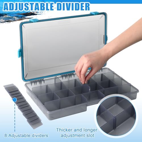Voylla 6 Pack Fishing Tackle Boxes Waterproof 3600 and 3700 Tackle Trays with Removable Dividers Plastic Storage Organizer Bait Vault Camouflage Box for Freshwater Saltwater (Blue,3700)
