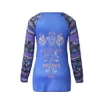 thumbnail image 4 of Qiylii Women Retro Pattern T-shirt, Loose Long Sleeve V-neck Pullover Tops, 4 of 9