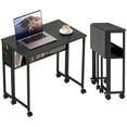 thumbnail image 2 of HOMCOM Small Folding Desk, 31.5" Foldable Computer Desk with Storage Bag, Shelf and Wheels for Small Spaces, Home Office, Easy Assembly, Black, 2 of 9