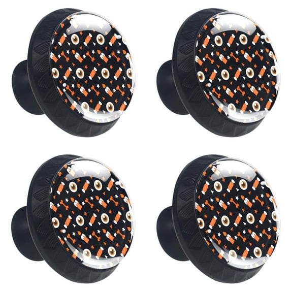 4 Pcs Halloween Knobs for Kitchen Cabinet Cupboard Dresser Bookcase Drawer Pulls Handles Round Home Decor