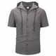 thumbnail image 1 of Ceisia Men Casual Solid Color Loose Fit Gift Button Down Hooded Short Sleeve Cardigan Tops, 1 of 9