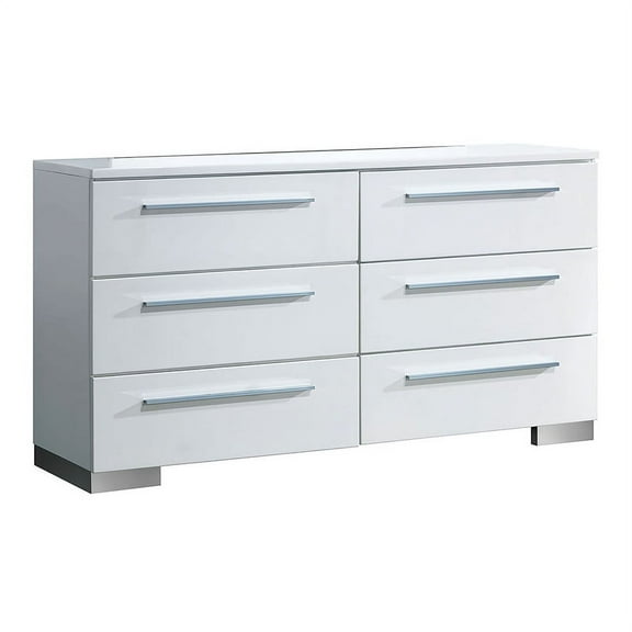 Furniture of America Rayland Contemporary Wood 6-Drawer Dresser in Glossy White