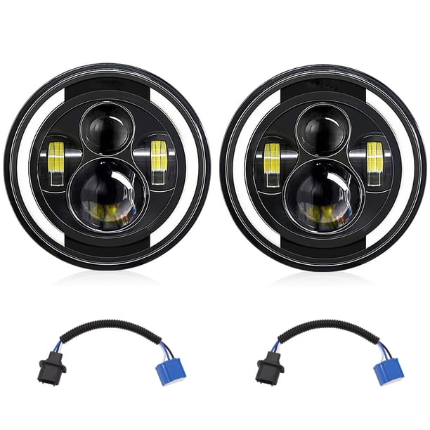 Faros de automóviles 2 faros delanteros LED de 7 pulgadas para coche y motocicleta con luz baja/luz alta/DRL/señal de giro, faro redondo de 7 pulgadas, 6000 K, 100 W, repuesto para Jeep Wrangler JK JK