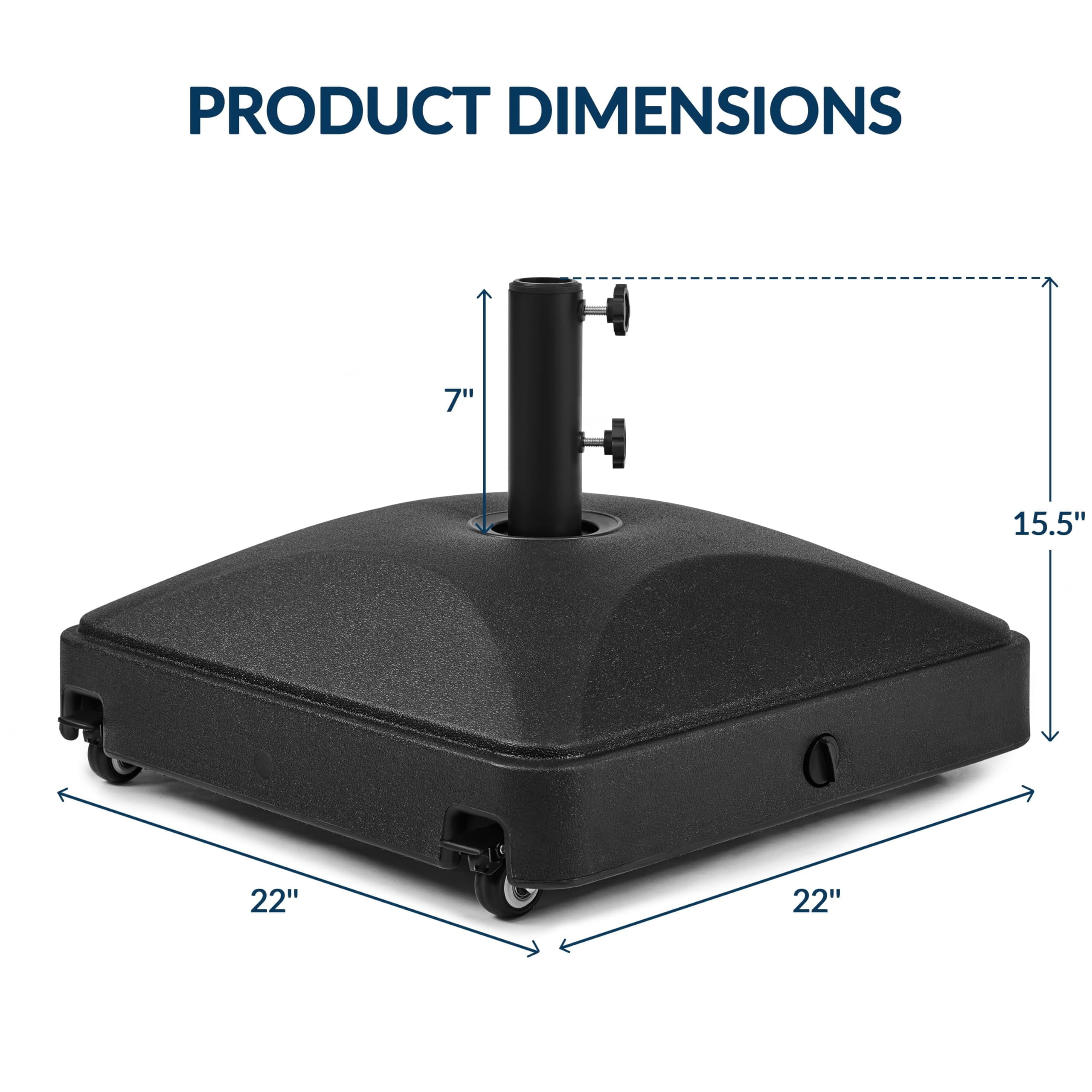 Heavy Duty Fillable Umbrella Base 123lb Capacity, Patio Umbrella Stand with 4 Wheels and 2 Lockable Casters, Outdoor Umbrella Holder for Deck Poolside Garden Backyard, Black