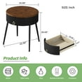 thumbnail image 6 of ASYA Black Metal End Table Set of 2, Wood Nightstand Side Table with Drawer, Round Accent Table for Home Living Room Bedroom, 20.63''H, 6 of 11