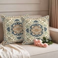 thumbnail image 2 of Retro Classical Floral Pillow Covers 2 Pack Blue Green Ethnic Bohemian Style Pillowcase Waterproof Outdoor Throw Pillow Cover for Patio Garden Square Cushion 20”x20”, 2 of 9