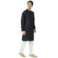 thumbnail image 2 of In-Sattva Men's Majestic Pinstriped Bejeweled Designer Indian Kurta Tunic; Midnight Navy; MD, 2 of 6
