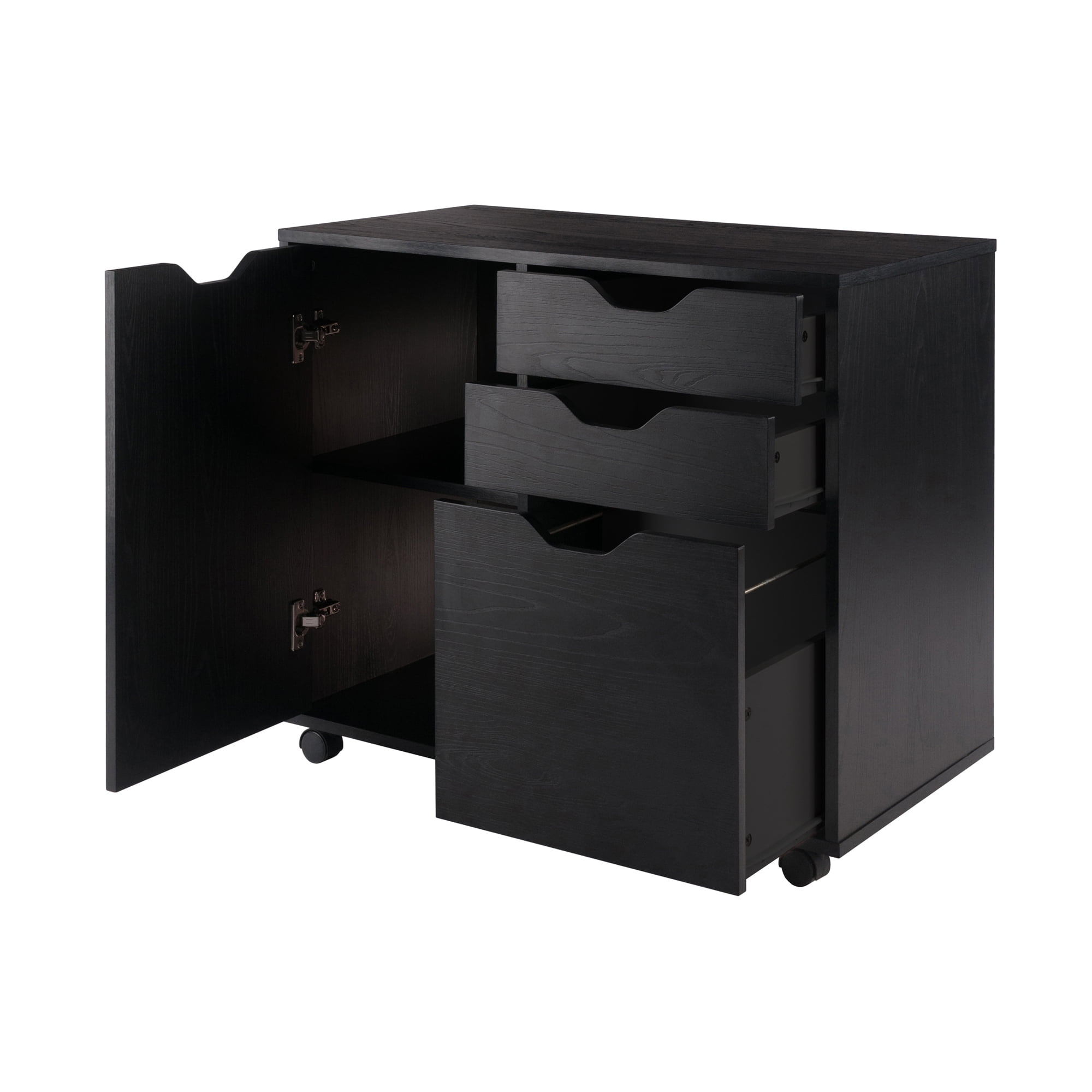 Winsome Halifax 2-Section Mobile Filing Cabinet 20431, Black Finish