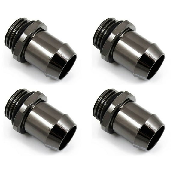 XSPC G1/4" to 1/2" Barb Fitting for Soft Tubing, Black Chrome, 4-pack