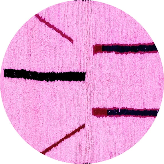 Ahgly Company Indoor Round Solid Pink Modern Area Rugs, 5' Round