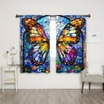 thumbnail image 6 of WNOOHIY Vibrant Stained Glass Butterfly & Floral Light-filtering Curtains for Bedroom Living Room, Home Decor,Set of 2 Panels, 6 of 8
