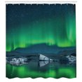 thumbnail image 3 of Ambesonne Alaska Shower Curtain, Snowy Hills of Arctic, 69"Wx84"L, Night Blue Lime Green, 3 of 3
