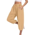 thumbnail image 6 of Women Trendy Summer Capri Pants Loose Baggy Cinch Bottom Tapered Pants with Pockets Drop Crotch Comfy Ankle Trousers, 6 of 9