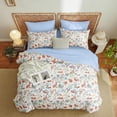 thumbnail image 5 of NAYOROOM Tropical Light Blue Red Floral Duvet Cover King Set, 3 Piece Reversible Super Soft Comforter Cover, 5 of 8