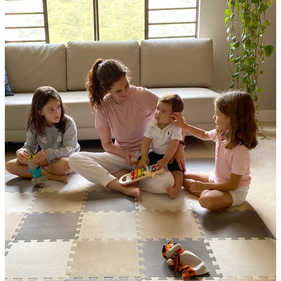 MioTetto Soft Non-Toxic Foam Baby Play Mat | Toddler Playmat | Colorful Jigsaw Puzzle Play Mat | 16 Squares Foam Floor Mats for Kids & Babies | EVA Foam Interlocking Tiles for Gym, Nursery, Playroom