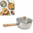 thumbnail image 1 of 20cm Japanese-Style 304 Stainless Steel Multi-Cooker with Glass Lid - Deep Pot Design for Soup, Milk, Pasta & Frying, Beech Wooden Handle, Eagle Beak Spout, Hammer Pattern, Anti-Scald & Overflow-Proof, 1 of 6