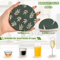 thumbnail image 2 of Yayeee 6 PCS Drink Coasters with Holder Set Woven Absorbent Round Tabletop Hot Pad, Beige Leaves, 2 of 7