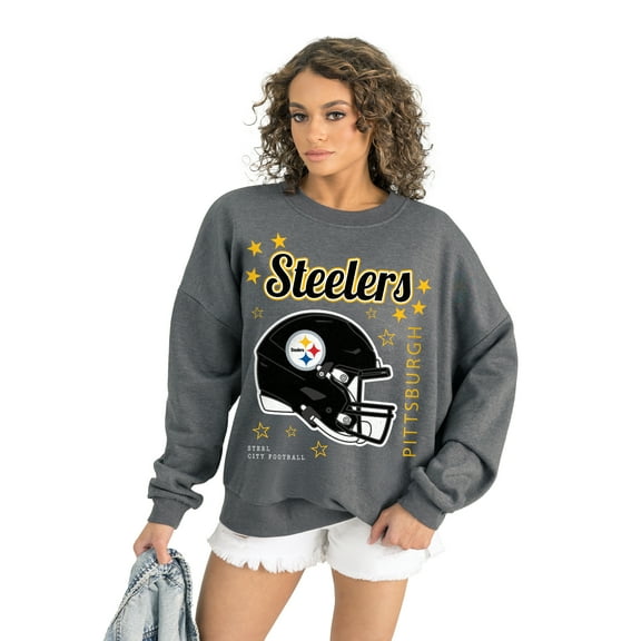 Women's Gameday Couture Gray Pittsburgh Steelers Ready to Rumble Premium Fleece Pullover Sweatshirt
