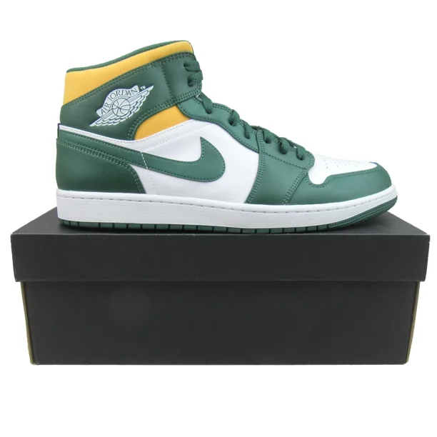 Ni - ke Air Jordan 1 Mid “Sonics” Shoes Men's Size 14 Noble Green Yellow NEW 554724-371