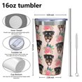 thumbnail image 4 of 16oz Tumblers Rottweiler and Pioneer Flower Stainless Steel Vacuum Insulated Double Wall Travel Tumbler Cups Mug with Lid and Straw,Cleaning Brush for Coffee,Tea, 4 of 4