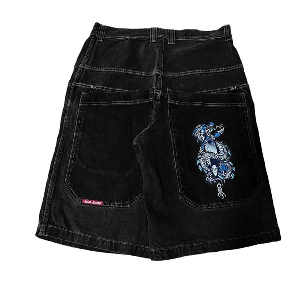 2024 Y2k hombres pantalones cortos estampado Harajuku pantalones vaqueros holgados para hombres Hip Hop pantalones cortos casuales verano otoño pantalones cortos vaqueros góticos S-3XL