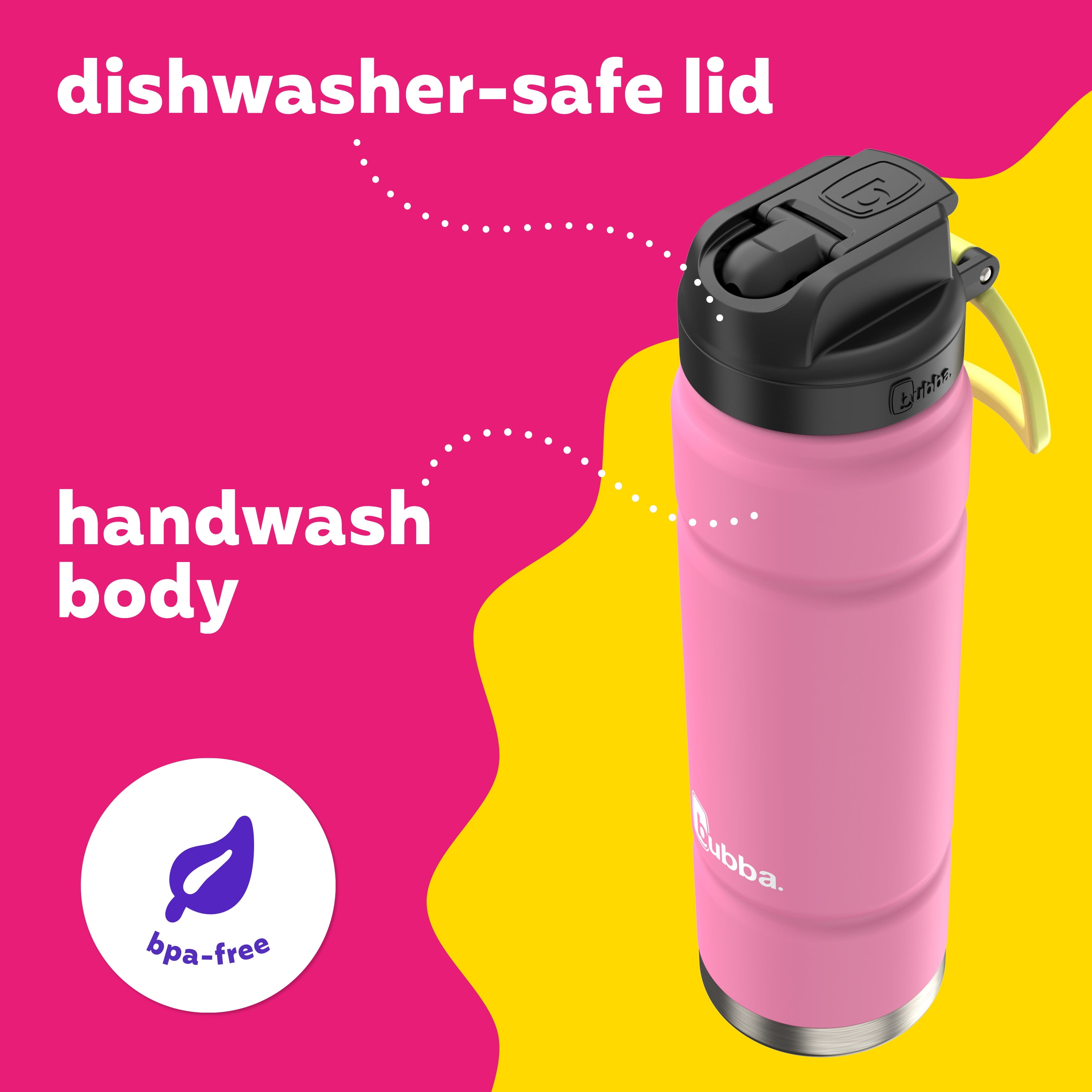 bubba Trailblazer Stainless Steel Water Bottle, Straw Lid Rubberized Pink, 24 fl oz.