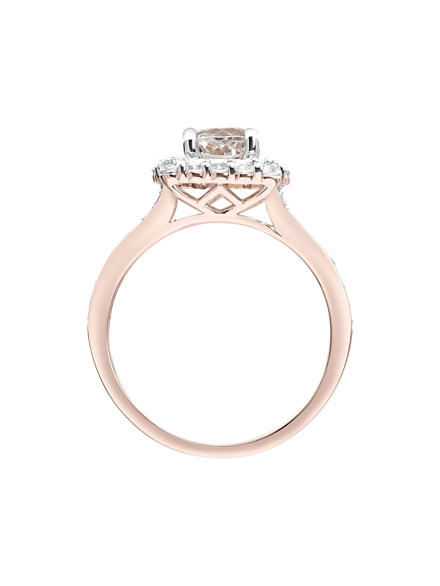 1-7/8 Carat T.G.W. Morganite & White Topaz Halo Engagement Ring in 10k Rose Gold