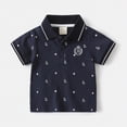 thumbnail image 2 of HCNTES Boys Short Sleeve Dress Shirts Button Down Casual Shirt Summer Formal Uniform Shirt Kids(Navy,1-2 Years), 2 of 4