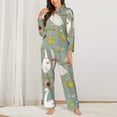 thumbnail image 3 of Kll Cute Farm Birds Print Women'S Long Sleeve Pajamas With Pants Sleepwear Loungewear 2 Set-Small, 3 of 9