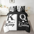 thumbnail image 2 of Black White Couple Queen Bed In A Bag 7 Piece For Adults Men Women,King And Queen Crown Bedding Set Mr Mrs His Her Comforter Set Romantic Valentine'S Day Gifts Sheet Set With Comforter, 2 of 5