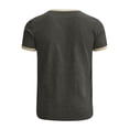 thumbnail image 4 of FINALGANG Mens Contrast Trim Short Sleeve TShirt Crew Neck Slim Fit Casual Tee For Summer Beach Daily Streetwear Gray M, 4 of 5