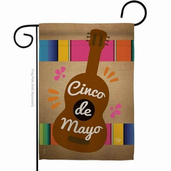 Ornament Collection G192062-BO Celebrate Guitarron Cinco De Mayo Summertime 13 x 18.5 in. Double-Sided Decorative Vertical Garden Flags for House Decoration Banner Yard Gift