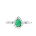 thumbnail image 3 of Rosec Jewels Teardrop Emerald Ring with Diamond Halo (4X6 mm, AAA Quality), 925 Sterling Silver, US 4.00, 3 of 7