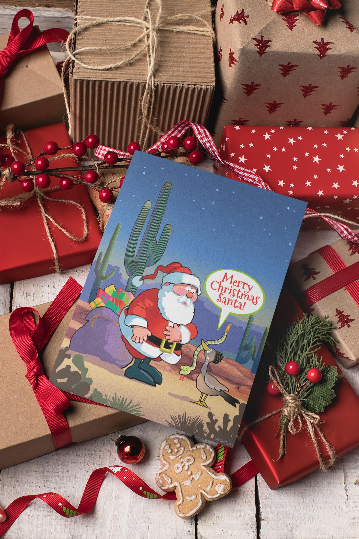 Weihnachtskarten Mit Santa Desert Camper – 18 Stück Inkl. Umschlägen, 12,7 X 17,8 Cm