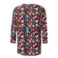 thumbnail image 5 of Penkiiy Chemises de la Saint-Valentin pour Femmes Manches 3/4 Col Rond Blouses Décontractées Imprimé Mignon Tuniques Tops 2025 5TG Multicolore, 5 of 5