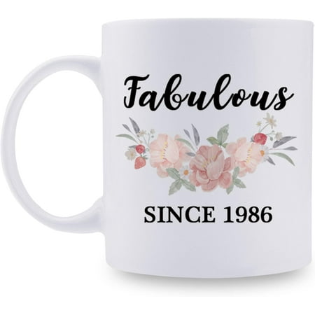 

1986 Birthday Gifts for Women Fabulous Since 1986 Birthday Mug 1986 Birthday Gifts for Mom Grandma Sister Aunt Daughter Granddaughter Friend 11 Oz
