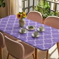 thumbnail image 3 of Purple Moroccan Table Cloths for 5 Foot Rectangle Tables, Boho Ethnic Abstract Quatrefoil Motifs Patio Waterproof Elastic Fitted Tablecloths, Washable Rectangular Table Cover for Camping, 3 of 8