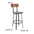 thumbnail image 5 of Flash Furniture Flint Series Rustic Walnut Restaurant Barstool with Wood Seat & Back and Gray Powder Coat Frame, 5 of 11
