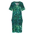 thumbnail image 3 of Escamas de sirena azules y verdes patrón sin costuras piel de pescado vestido de bolsillo suelto vestidos de baile vestidos largos con velo, 3 of 6