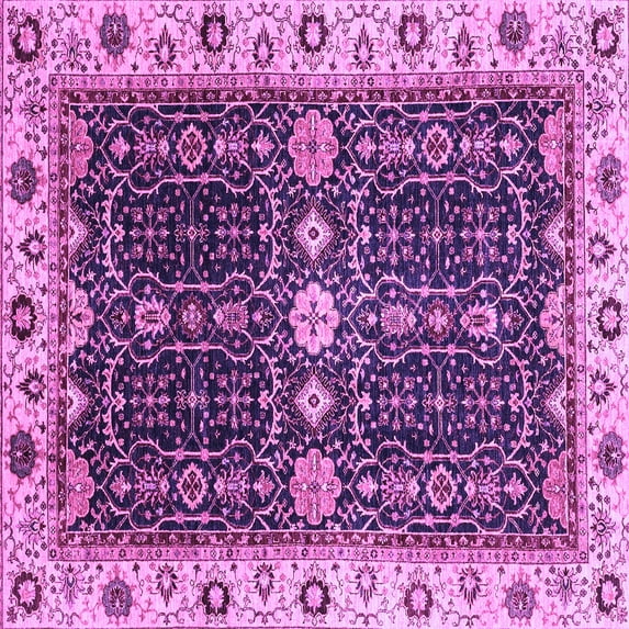 Ahgly Company Indoor Square Geometric Purple Traditional Area Rugs, 3' Square