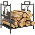 thumbnail image 1 of Outsunny Firewood Rack Outdoor, Heavy Duty Log Stand with Handles, Black, 1 of 10