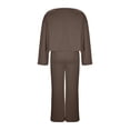 thumbnail image 5 of CHUMUD Two Piece Sets for Women Petite Wide Leg Pants Set Summer Outfits Long Sleeve Top Trousers Lounge Matching Sets Casual Going Out, 5 of 6
