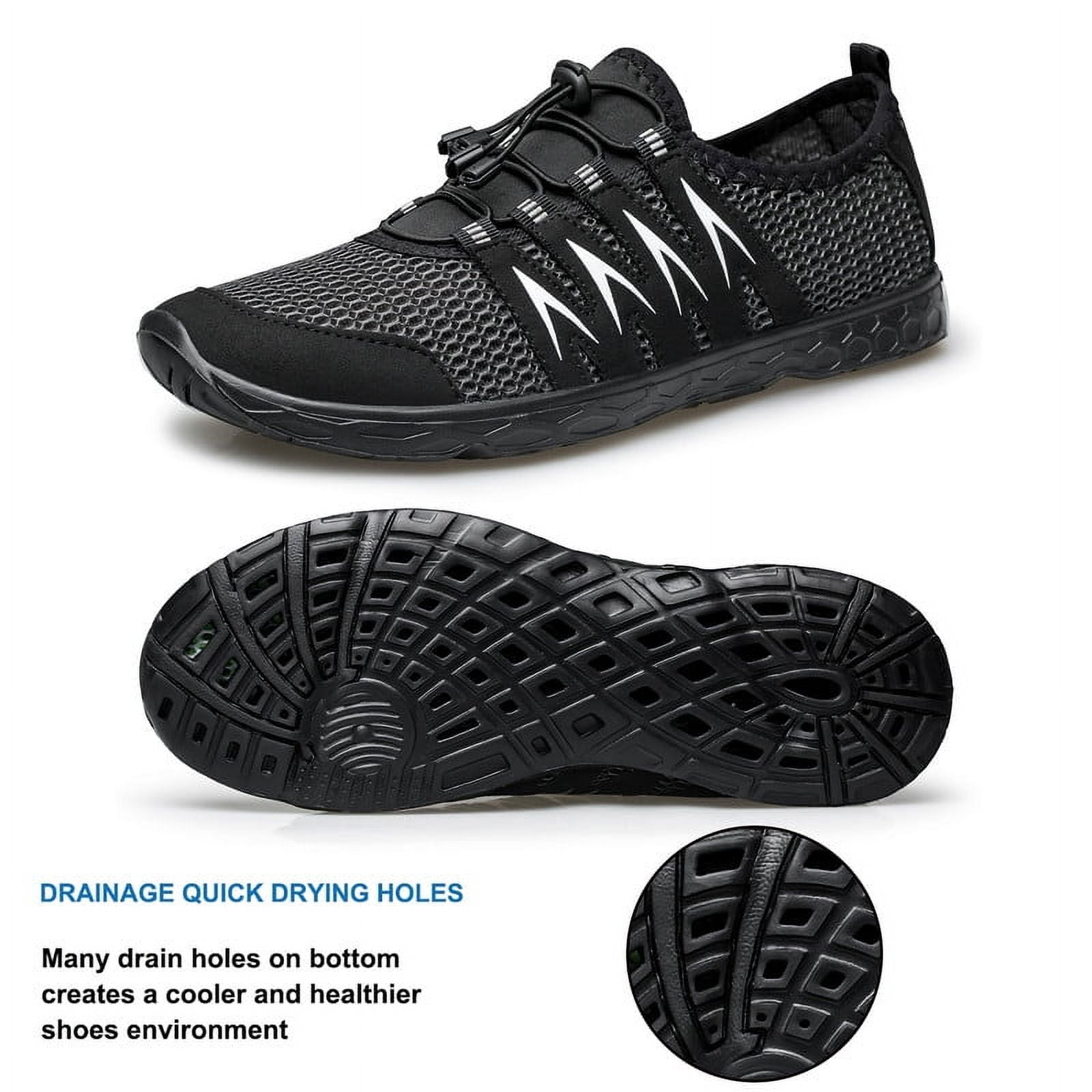 vibdiv Men's and Women's Water Shoes Quick Drying Sports Aqua Shoes Outdoor Swim Fishing Hiking Walking Water Shoes All Black