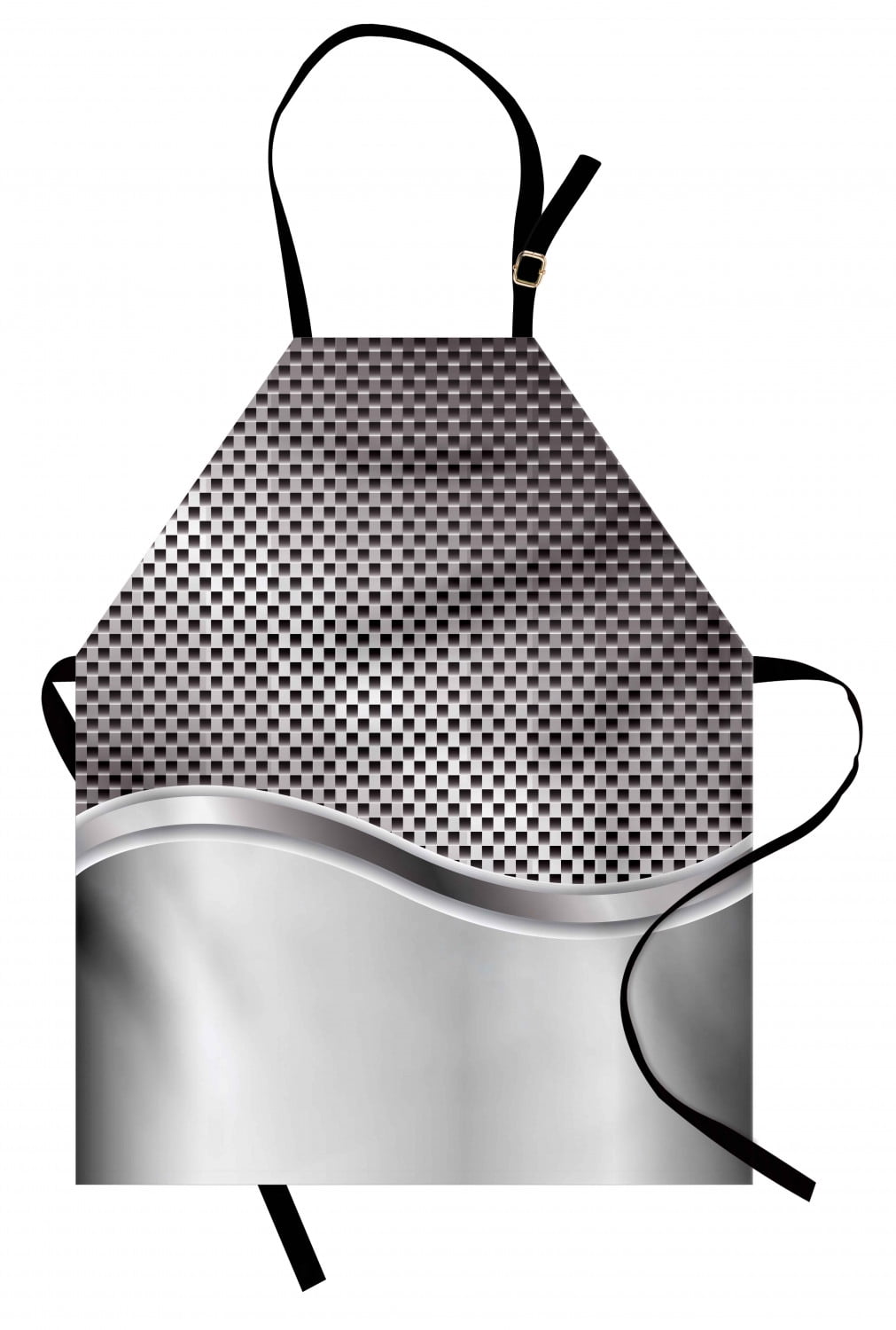 Grey Apron Technology Structure with Wavy Stripe and Checkered Motif