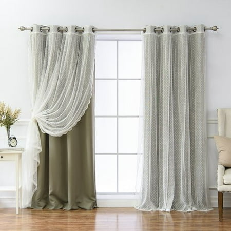 Best Home Fashion, Inc. Tulle Lace Polka Dots Blackout Thermal Grommet Curtain Panels (Set of